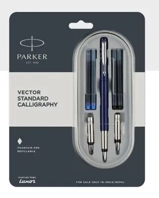 £19.15 • Buy Parker Vector Standard Calligraphy Fountain Pen Chrome Trim (Blue Body)
