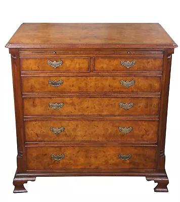 Arthur Brett & Sons English Georgian III Mahogany Burl Chest TV Media Cabinet • $2200