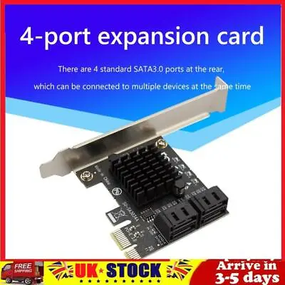 PCIe SATA Adapter 4 Port SATA III To PCI Express 3.0 X1 Internal Expansion Cards • £18.49