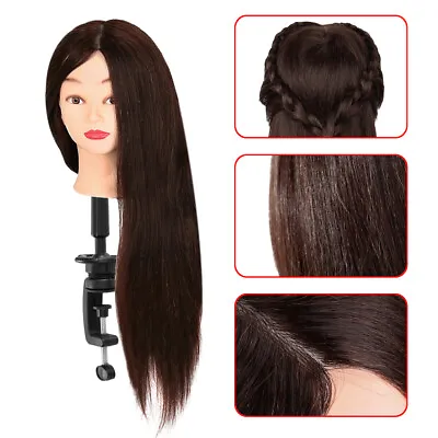 £31.99 • Buy 26'' 100% Real Human Hair Practice Training Head Hairdressing Mannequin Doll