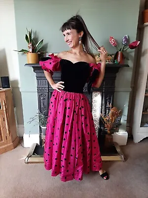 Vintage 1980s Ballgown Cocktail Prom Party Glam Festival Silk Princess Fairy • £40
