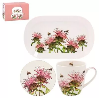 Flowers Mug Coaster Tray Set Gift Present Tea Coffee Drinking Fine China • £15.99