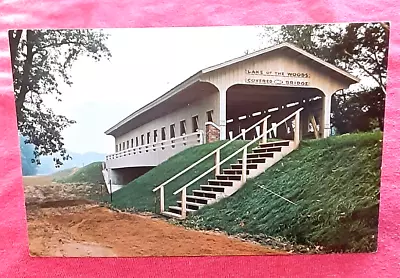 1960s Chrome Photo Post Card MAHOMET ILLINOIS LAKE OF THE WOODS BRIDGE 13-10-01 • $5