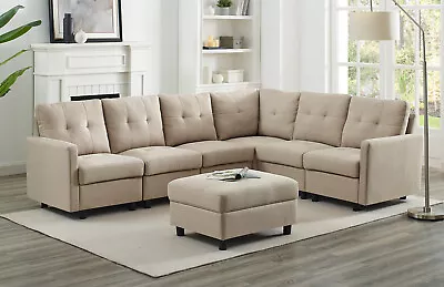 Sectional Modern Sofa Set Modern Linen Fabric L-Shaped Couch W/Reversible Chaise • $155.99