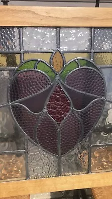 Antique Vintage 37x23 Stained Glass Heart Window Custom Tempered Glass Protected • $315