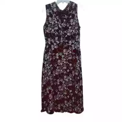 Black Label By Eva Picone Midi Dress Women's 10 Black Floral Sleeveless V Neck • $15