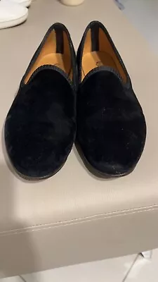 Del Toro Men's Black Velvet Loafers Shoes Slip On Slippers Italy Size 8 • $150