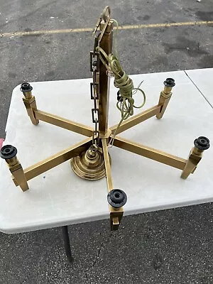 Mid Century Modern Stilnovo Style Solid Brass 6 Lights Chandelier • $400