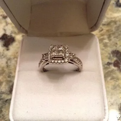 $173.50 • Buy Zales Engagement 1 Carat Princess Style Diamond Ring In 10k White Gold. 