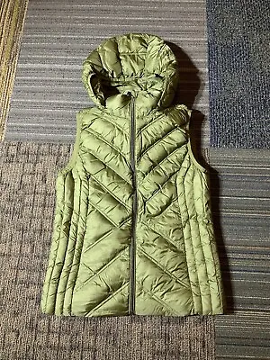 Womens Michael Kors Size Small Green Packable Down Puffer Hooded Vest • $23.23