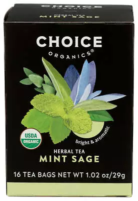 Choice Organic Teas Organic Mint Sage Herbal Tea Bags 16 Bag • £4.44