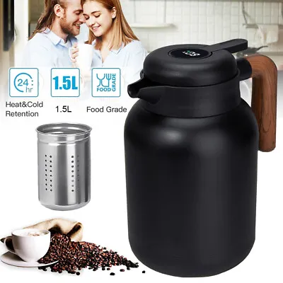 1.5Litre Thermal Coffee Carafe Stainless Steel Insulated Flask Vacuum Jug Teapot • £18.89