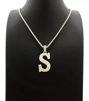 New Initial Letter Pendant & 2mm/18  20  & 24  Rope Chain Gold Plated Necklace • $15.99