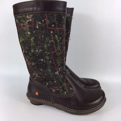 £48.07 • Buy The Art Shoe Company Paris Brown Felt Leather Boots Side Zip Women’s Sz 8 (B8)