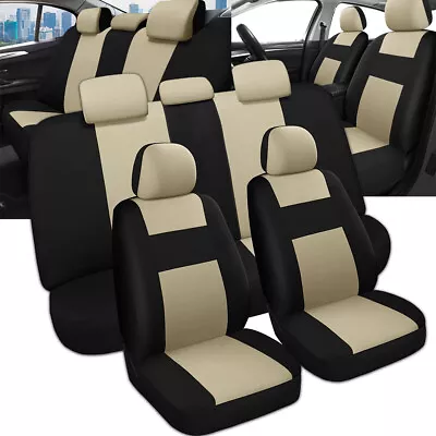 Beige Flat Cloth Universal Seat Covers Fit For Car Truck SUV Van - Full Set • $24.97