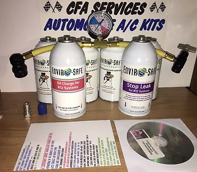 6 ENVIRO REPLACEMENT REFRIGERANT A/C KIT +OIL- STOP LEAK For 1995-OLDER R12 CARS • $99.49