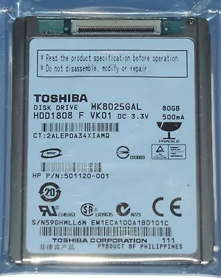 1.8  80GB ZIF PATA HARD DRIVE HDD1818 MK8025GAL For Macbook Air Rev A1237/ • £21.59