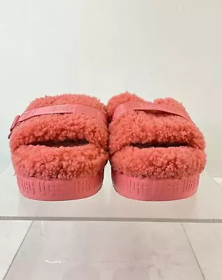 UGG Fluffita Pink Curly Sheepskin Fur Flatform Sandals 10 • $32