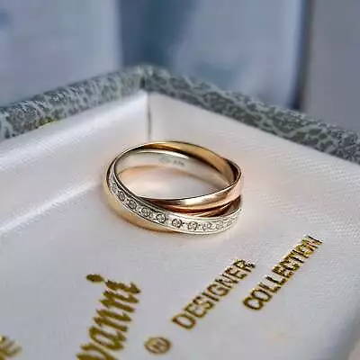 Pre-owned 9ct Tri Colour Gold Russian Wedding Ring Fully Hallmarked Size K • £195