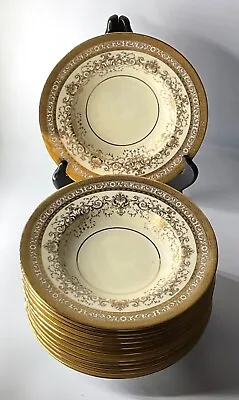 Mintons For Tiffany & Co Gold Encrusted Soup  Plates Set 12 H4279 • $3000