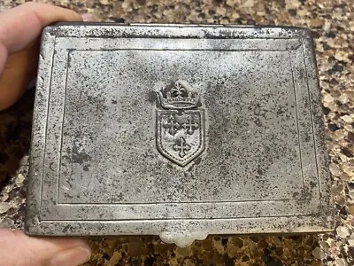 Royal Crest Crown Vintage Trinket Box Metal Coat Of Arms Oneida Pewter Portugal • $7.50