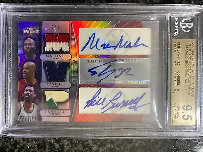 2007 Topps Triple Threads Shaquille O'Neal Bill Russell Patch Auto #/9 BGS 9.5 • $2999.99