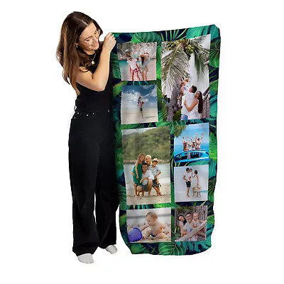£19.99 • Buy Personalised Beach Towel | Tropical Leaf | Photo Towel | Custom Holiday Towel 