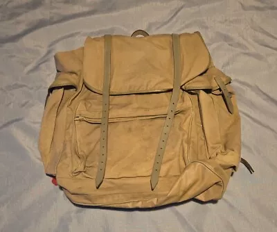 Vintage Kurz Model 2 Rucksack West German Military Canvas Leather Backpack  • $49.99