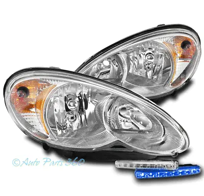 For 06-10 Chrysler Pt Cruiser Chrome Headlights Headlamps W/blue Led Drl Signal • $148.95