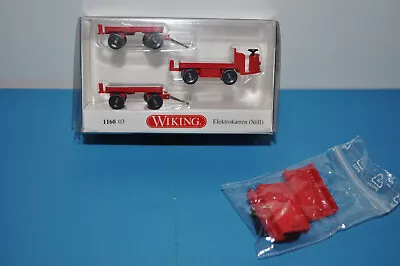 Wiking 1160 03 Vintage Elektrokart W/2 High Trailers And Gates (Red) -NEW W/BOX • $19.99