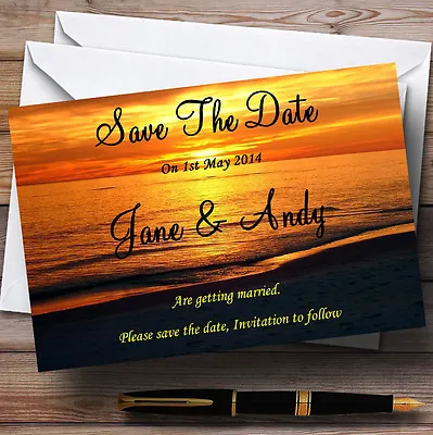 £7.29 • Buy Beach At Sunset Romantic Abroad Personalised Wedding Save The Date Cards