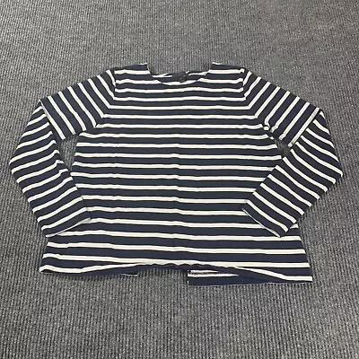 J Crew Top Womens Medium M Blue White Striped Long Sleeve Cotton Shirt Comfort • $14.94