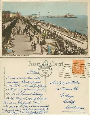 Eastbourne Three Parades And Pier 33D GB 1950 Cancel Shoesmith & Etheridge • £4.60