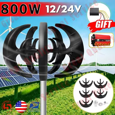 800W 12V/24V/48V Lantern Wind Turbine Vertical Wind Generator Charger Controller • $256.93