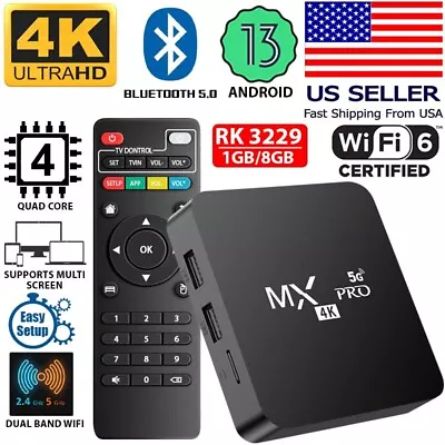 Smart TV Box Android 13.0 WIFI 6 Quad Core 4K UHD Media Stream Player MXQ PRO US • $23.99