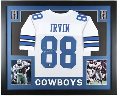 Michael Irvin Signed 35x43 Custom Framed Dallas Cowboys Jersey Display BSA • $400