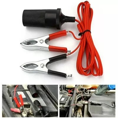 12V Battery Alligator Clip-on Car Cigarette Lighter Adapter Socket + Fuse Holder • $9.49