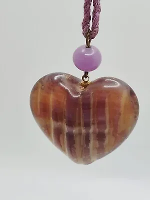 Vintage Les Bernard Purple Heart Stone Braided Cord Necklace 1970s Very RARE • $53.99