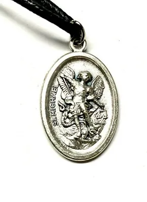 St Michael Guardian Angel Silver Tone Medal Pendant String Necklace Collar New • $10.99