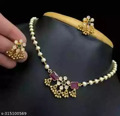 Indian Bollywood Gold Plated Kundan Choker Bridal Necklace Earrings Jewelry Set • $15.63
