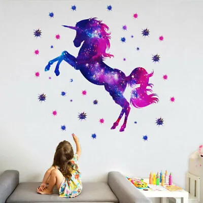 Fantasy Unicorn Wall Stickers Kids Bedroom Playroom DIY Art Decals Home Decor • $11.77