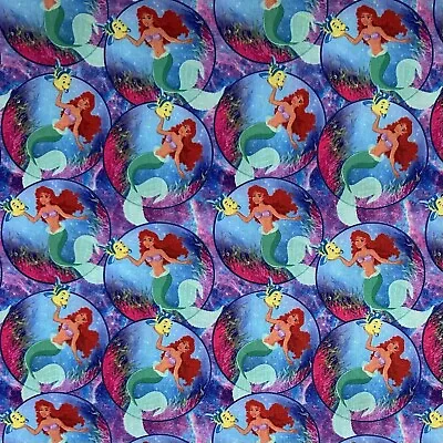 Little Mermaid Ariel Flounder Character Fabric Poly Cotton Fat Quarter • £4.95