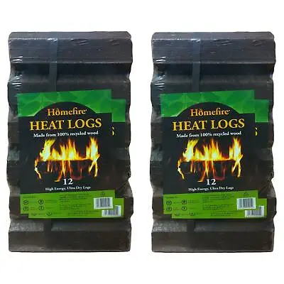 12 Or 24 X Homefire High Energy Ultra Dry Heat Logs Eco Wood Open Fire Log Fuel • £24.99