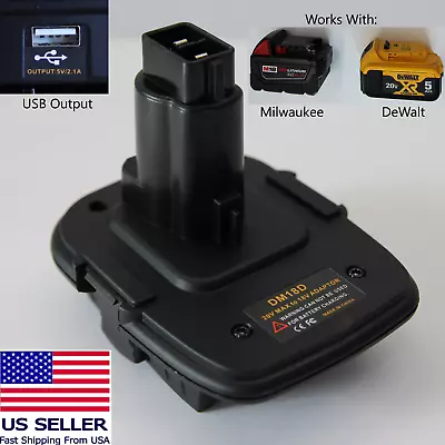 Battery Adapter DM18D Use Milwaukee M18 Or Dewalt 20V To A Dewalt 18V DC9096 USB • $19.99