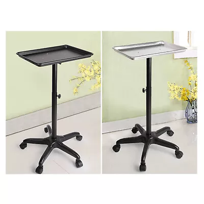 Mobile Rolling Stand Medical Trolley W/ Removable Tray & Base Black/ Silver • $40.85