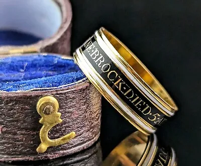 £1699 • Buy Antique Georgian Mourning Band Ring, Enamelled 22ct Gold, 18th Century 