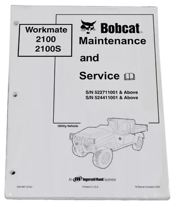 Bobcat 2100 2100S Utility Vehicle Service Manual Shop Repair Book # 6901987 • $42.28