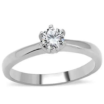 £15.99 • Buy Solitaire Engagement Ring Ladies Stainless Steel 1/2 Carat Simulated Diamond 203