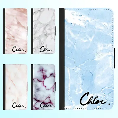 $15.99 • Buy For IPhone 14 13 Pro Max Leather Flip Wallet Case Marble VII Personalised Name