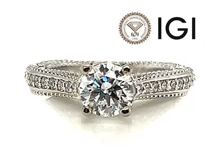 Verragio Venetian Engagement Ring Round Certified IGI 1.33ct D VS 18K Lab Grown • $1950